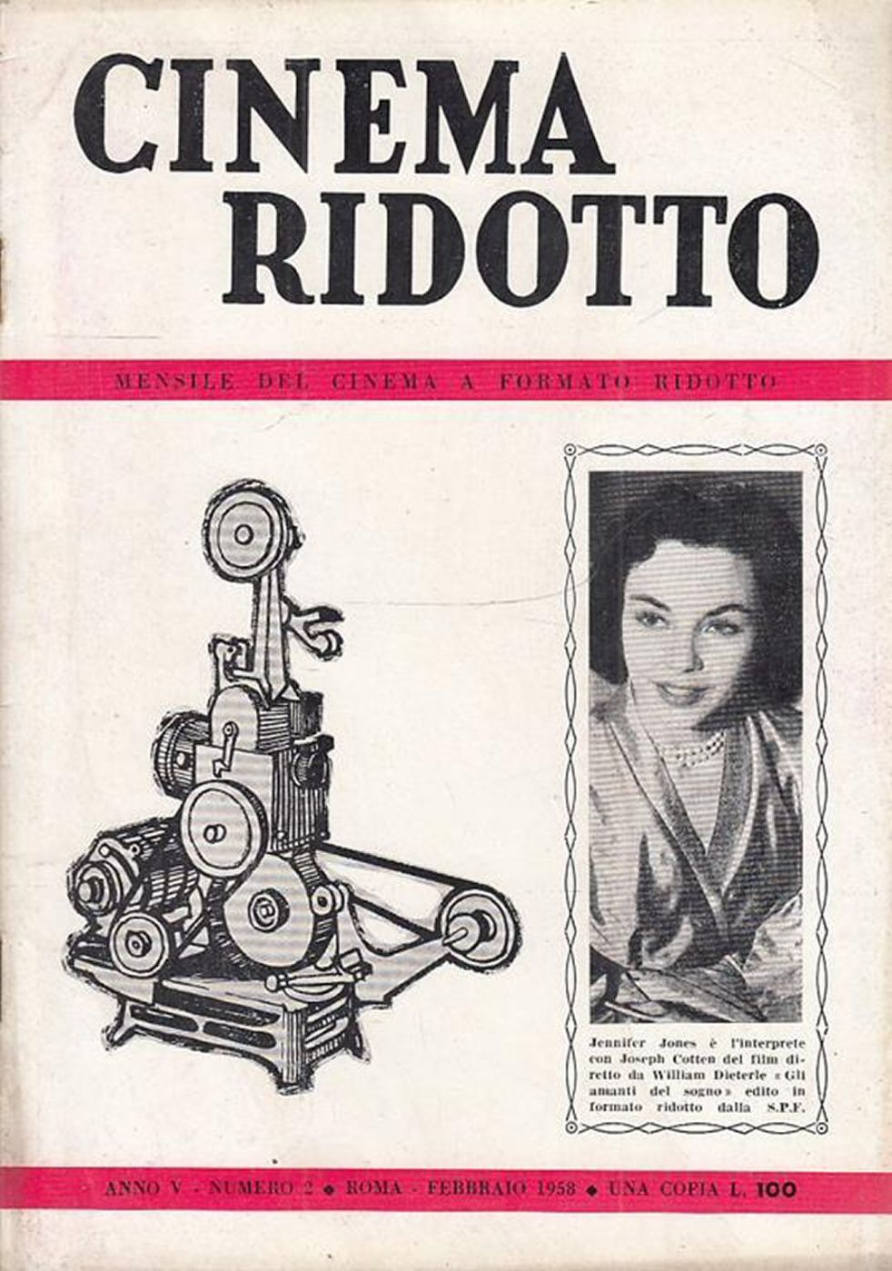 CINEMA RIDOTTO magazine side cover Issue 2   1958