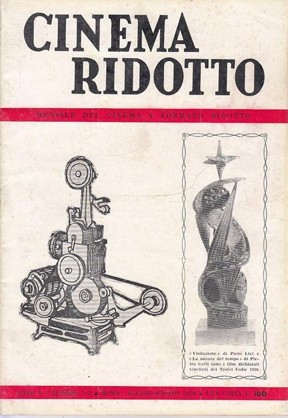 CINEMA RIDOTTO magazine side cover Issue 7-8   1958