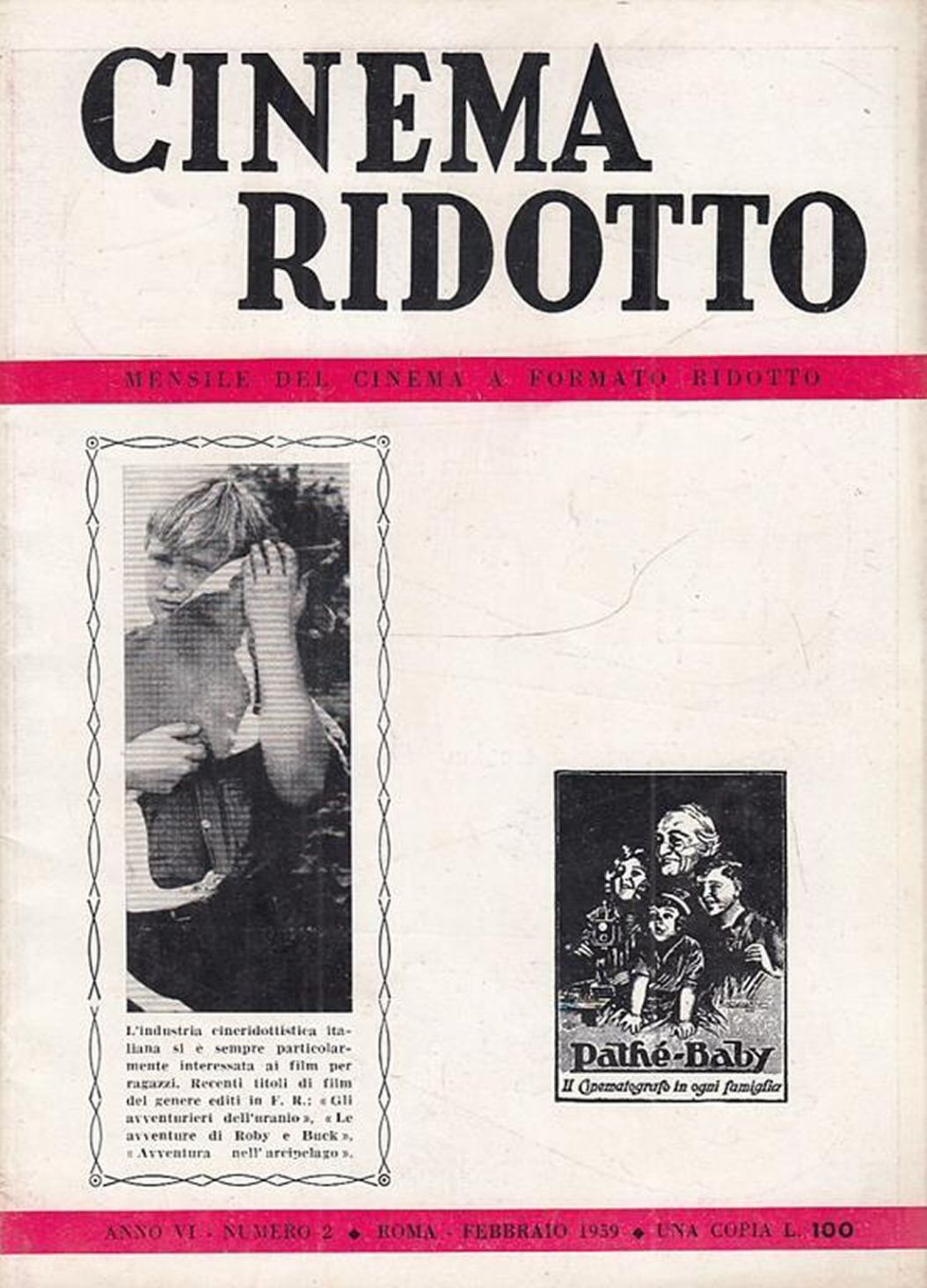 CINEMA RIDOTTO magazine side cover Issue 2   1959