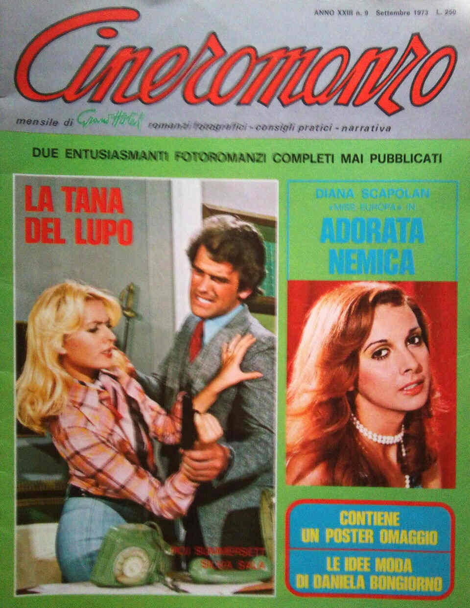 CINEROMANZO magazine side cover September 1973