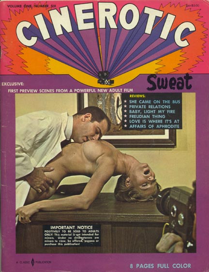 CINEROTIC magazine side cover Issue 6  Vol 1 # 6  1969