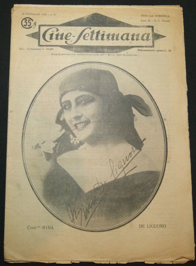 CINE SETTIMANA magazine side cover Issue 25 28 February 1926