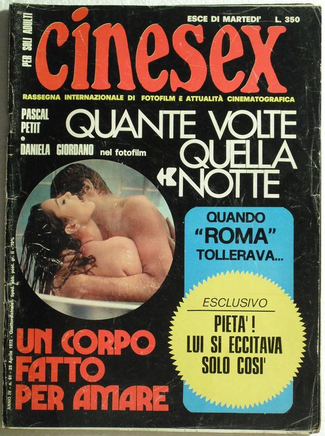 CINESEX magazine side cover Issue 61 April 1972