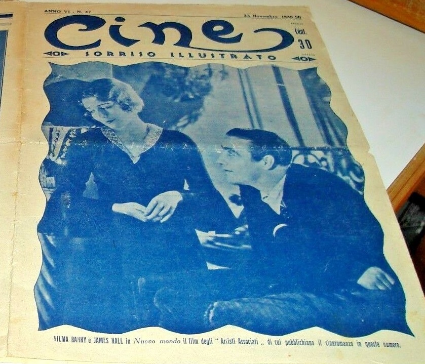 CINE SORRISO ILLUSTRATO magazine side cover Issue 47 23 November 1930