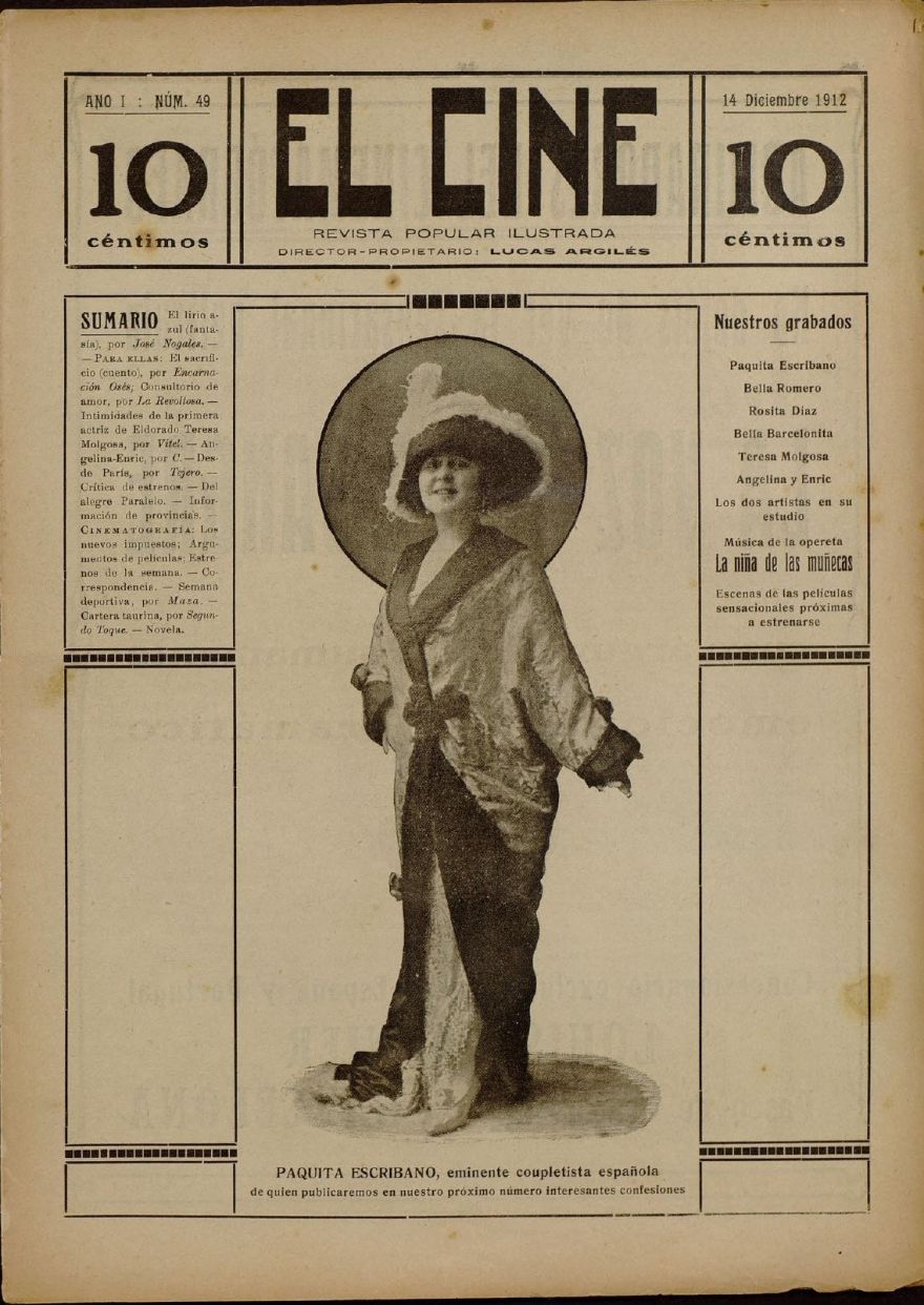 CINE | EL magazine side cover Issue 49 14 December 1912