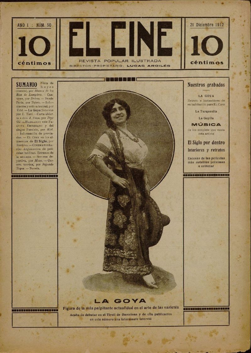 CINE | EL magazine side cover Issue 50 21 December 1912