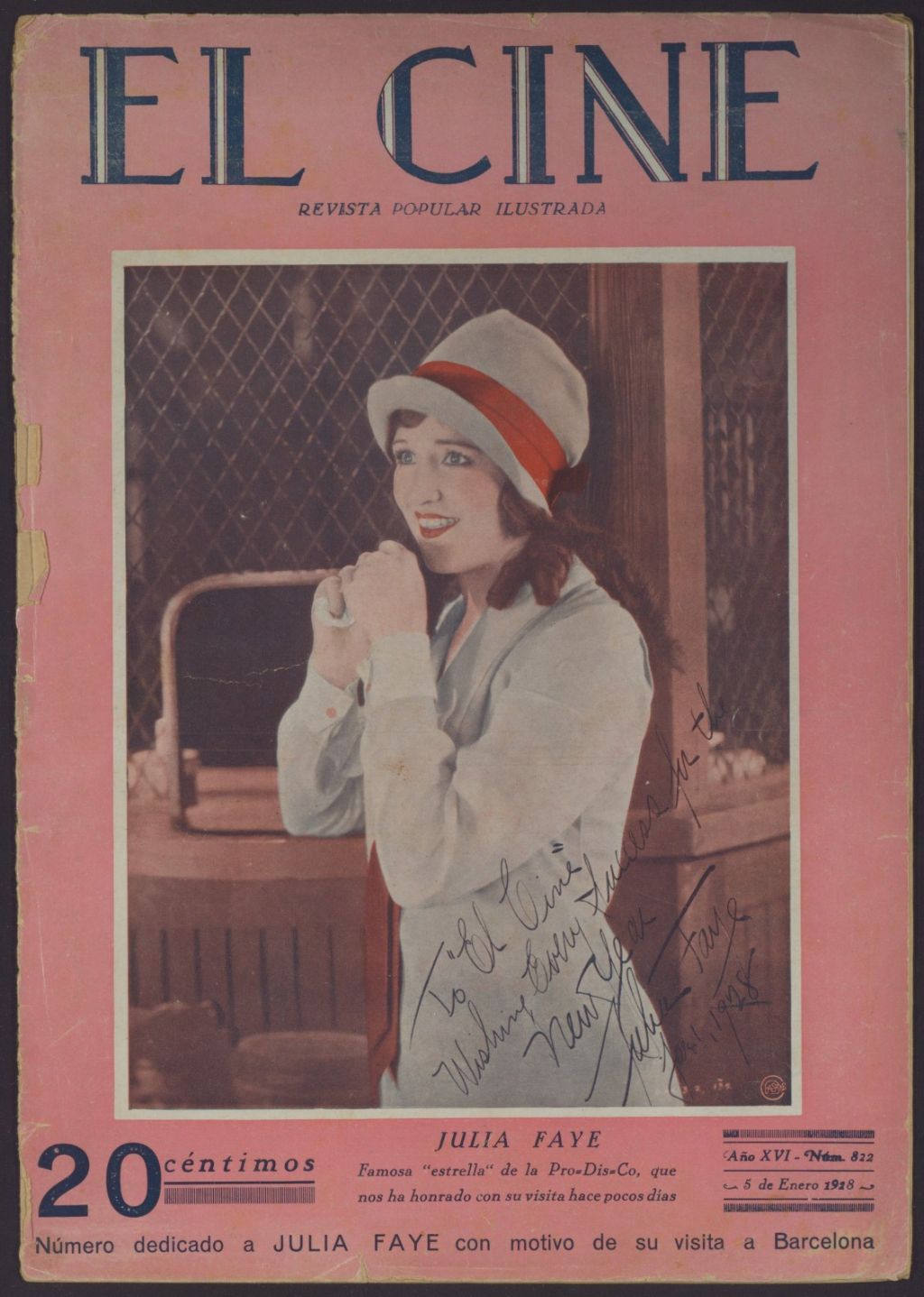 CINE | EL magazine side cover Issue 822 5 January 1928