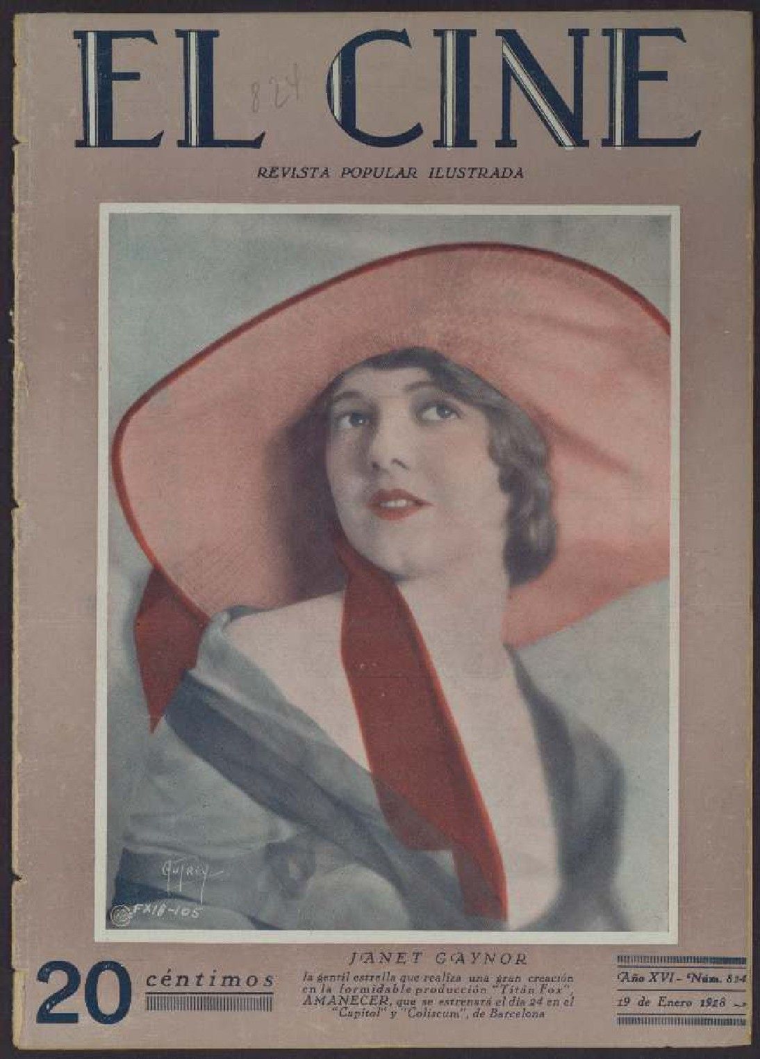 CINE | EL magazine side cover Issue 824 19 January 1928