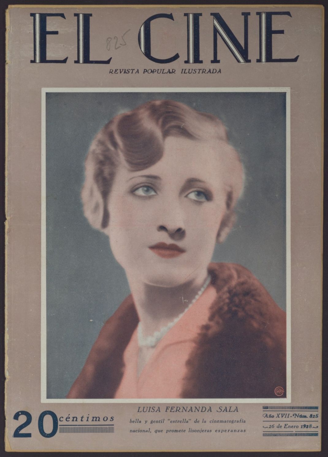 CINE | EL magazine side cover Issue 825 26 January 1928