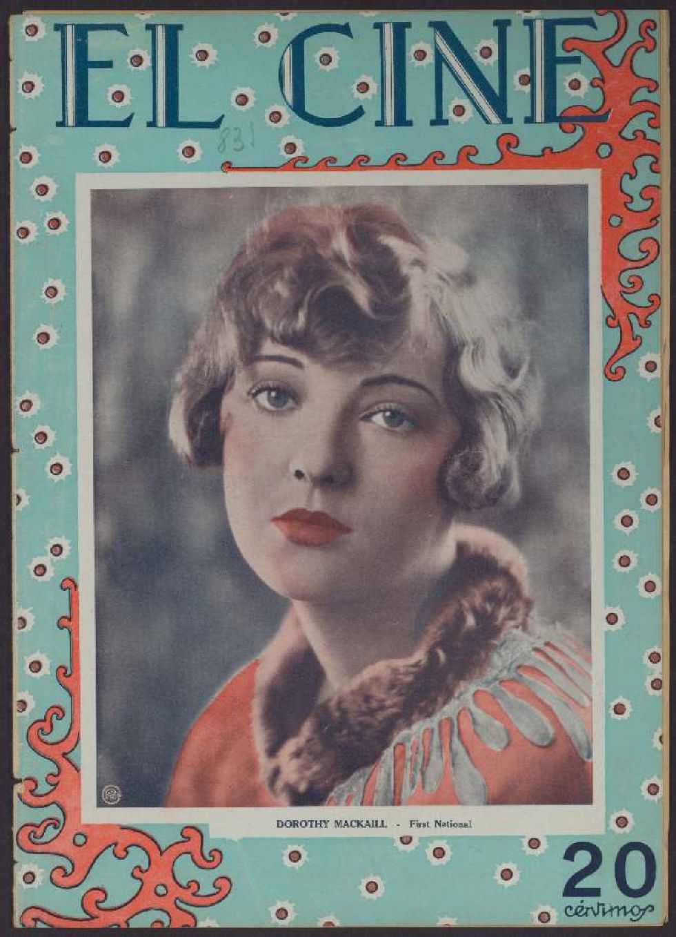 CINE | EL magazine side cover Issue 831 8 March 1928