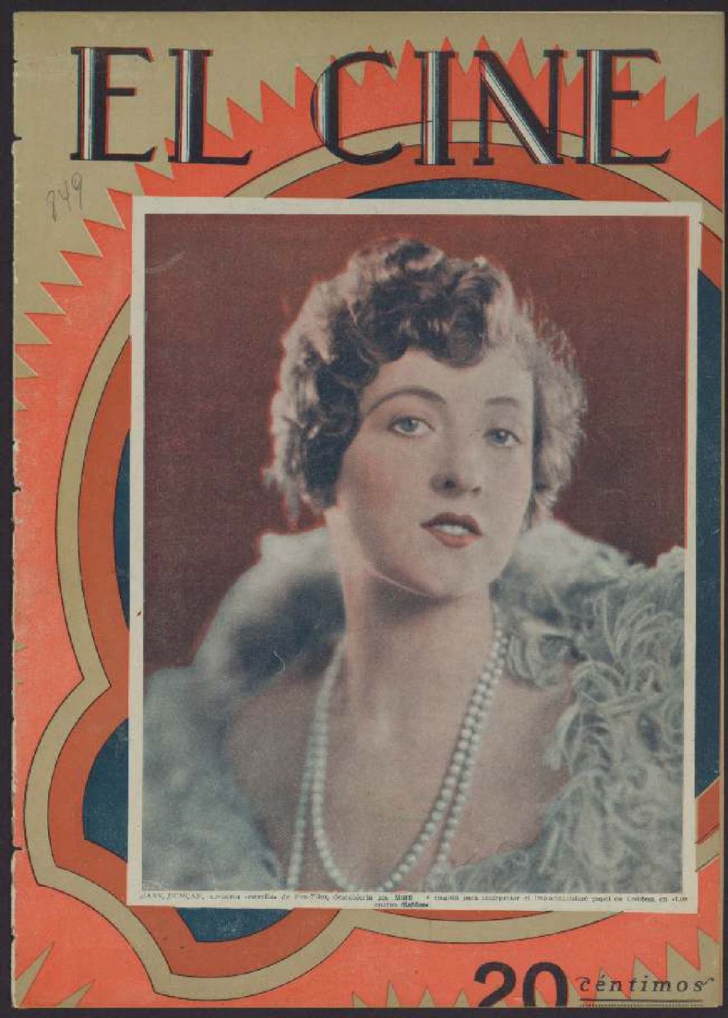 CINE | EL magazine side cover Issue 849 12 July 1928