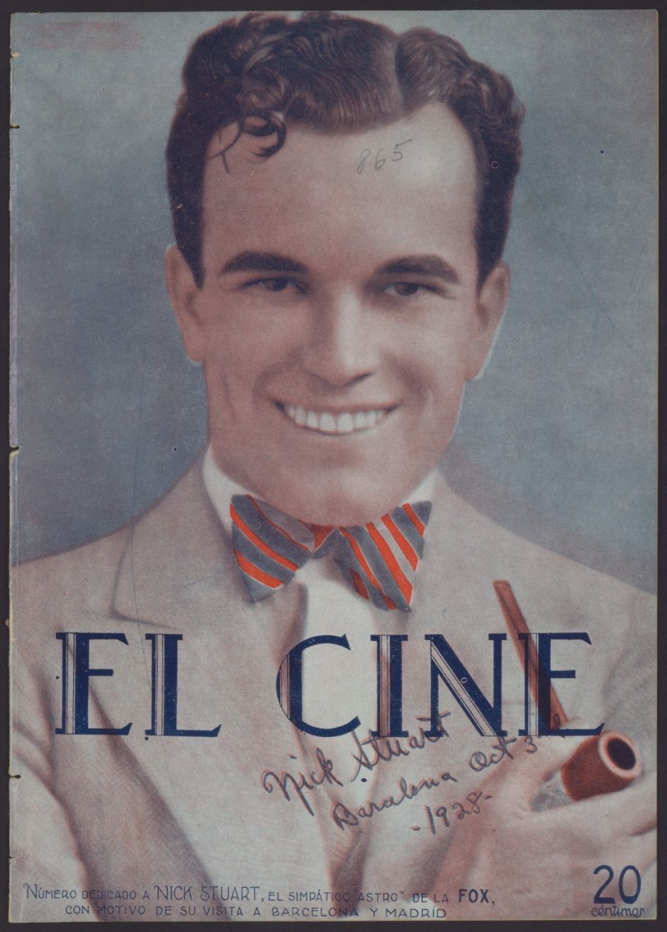 CINE | EL magazine side cover Issue 865 1 November 1928