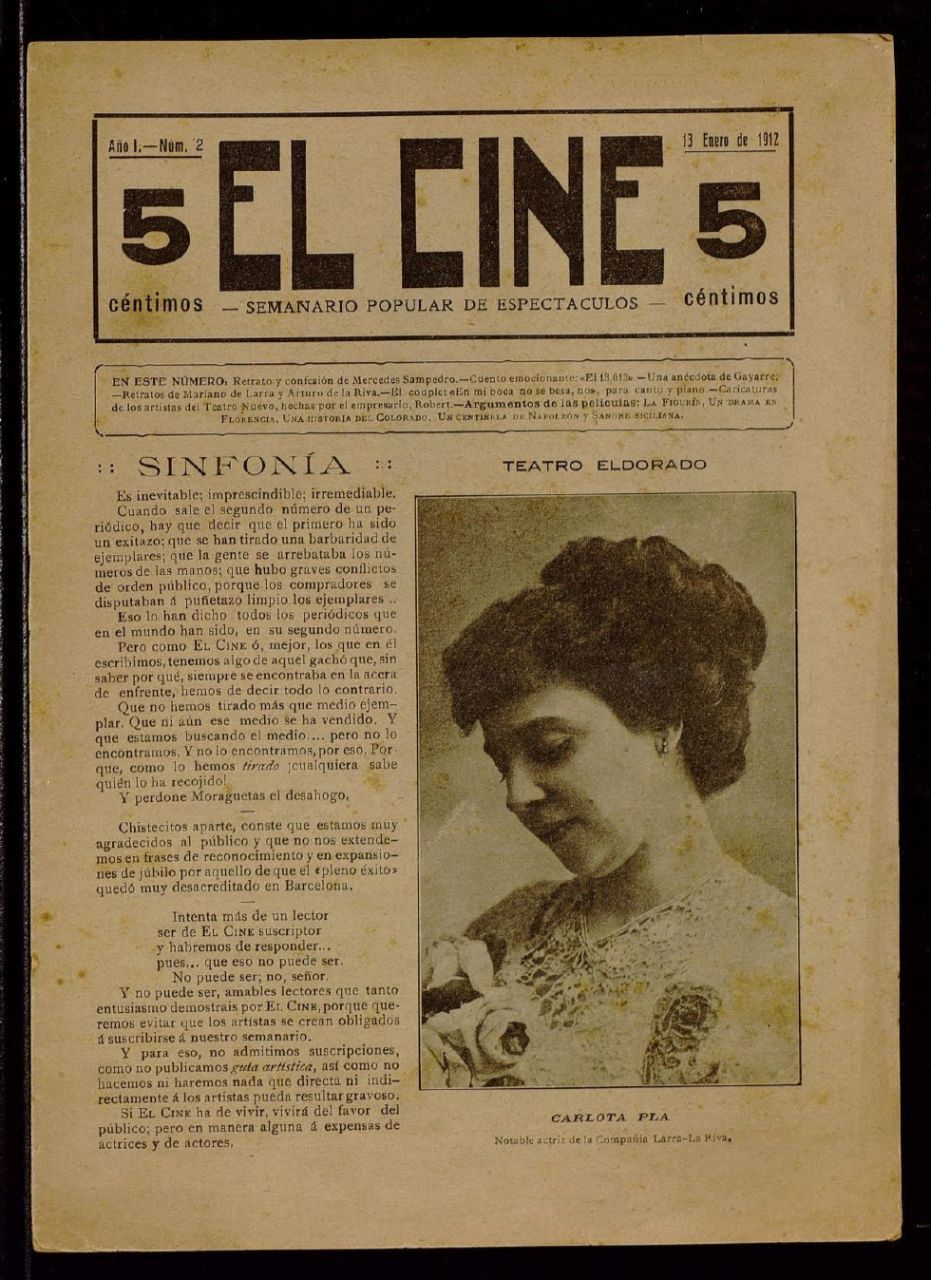 CINE | EL magazine side cover Issue 2 13 January 1912
