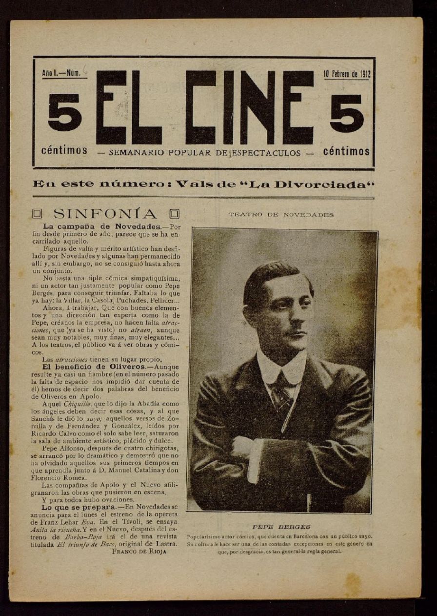 CINE | EL magazine side cover Issue 6 10 February 1912