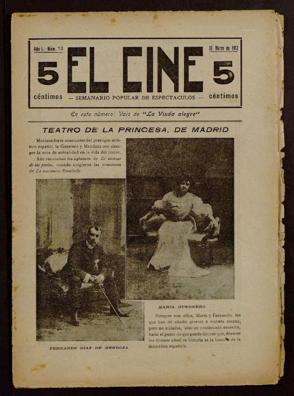 CINE | EL magazine side cover Issue 13 30 March 1912