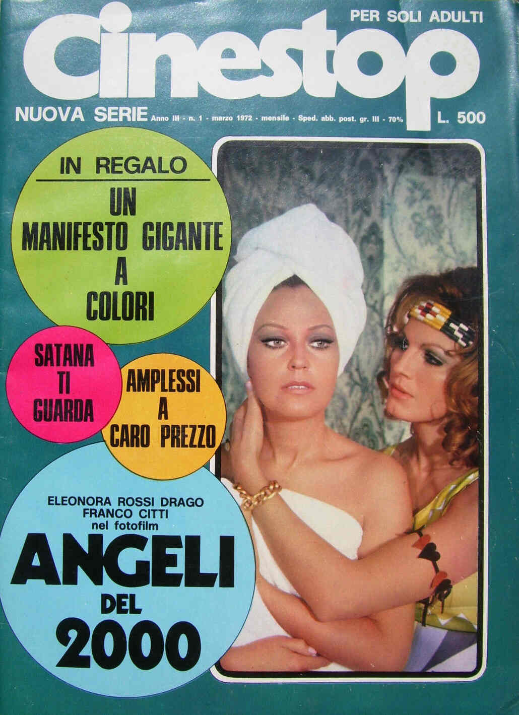 CINESTOP magazine side cover Issue 1  Nuova serie March 1972