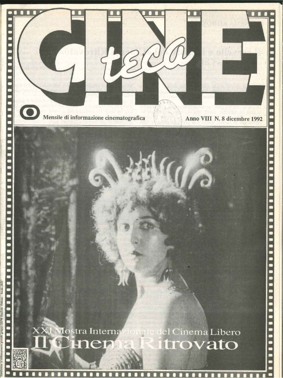 CINE TECA magazine side cover  Vol 8 No  8  December 1992