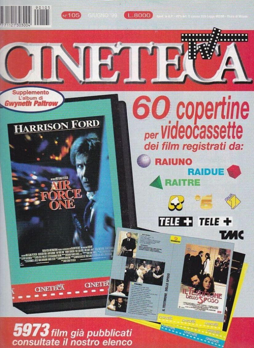 CINETECA TV magazine side cover Issue 105  June 1999