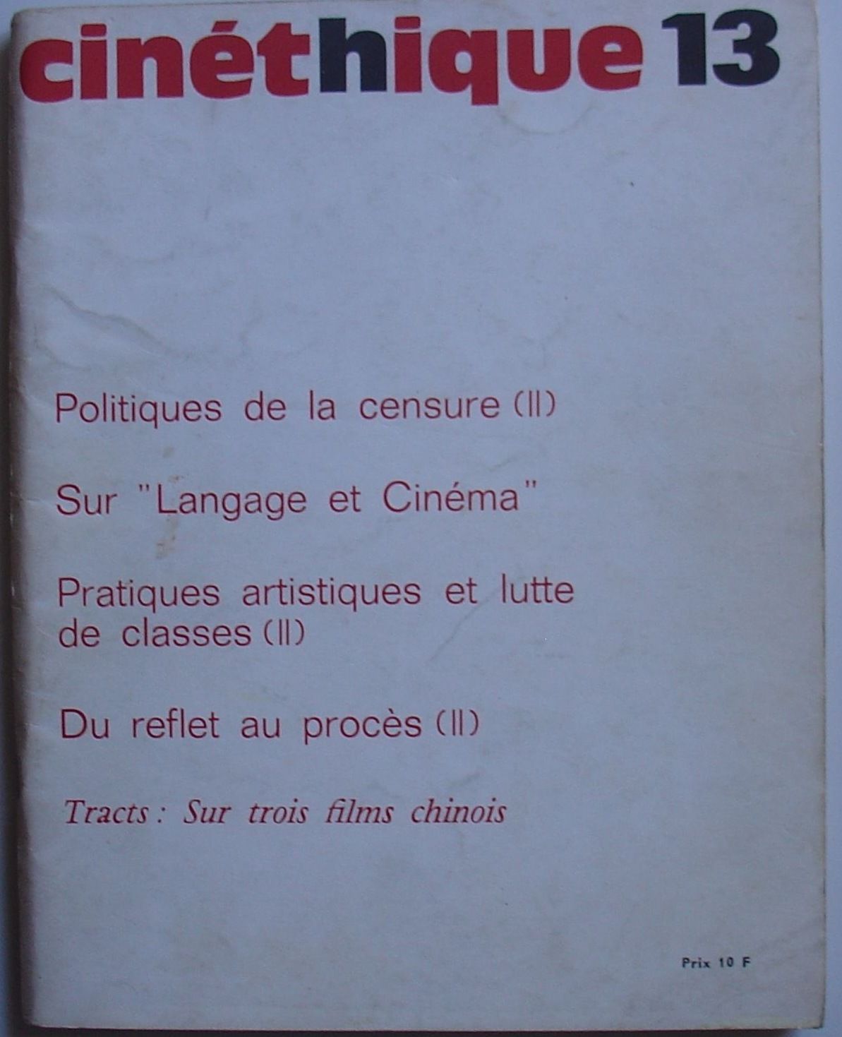 CINETHIQUE magazine side cover Issue 13/14 April 1972
