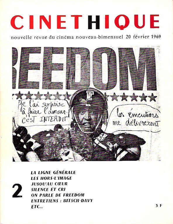CINETHIQUE magazine side cover Issue 2 February 1969