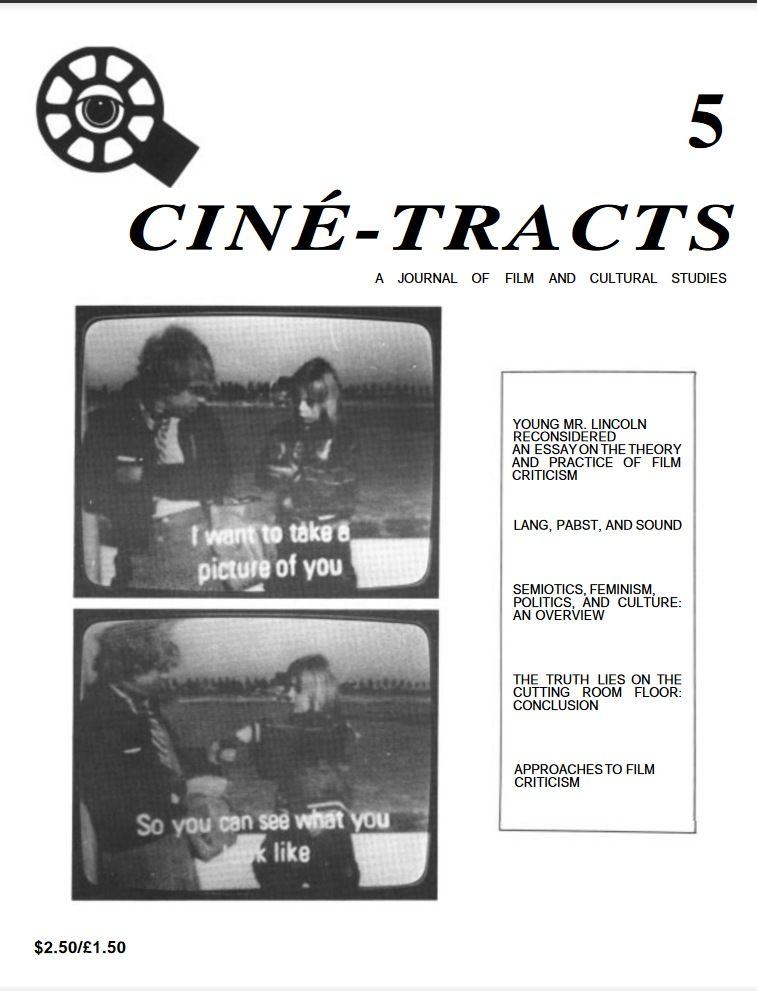 CINE-TRACTS magazine side cover Issue 5 Fall 1978