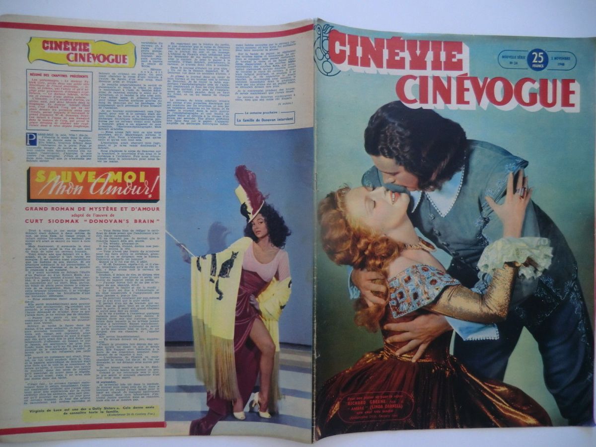 CINEVIE CINEVOGUE magazine side cover Issue 24 November, 2 1948