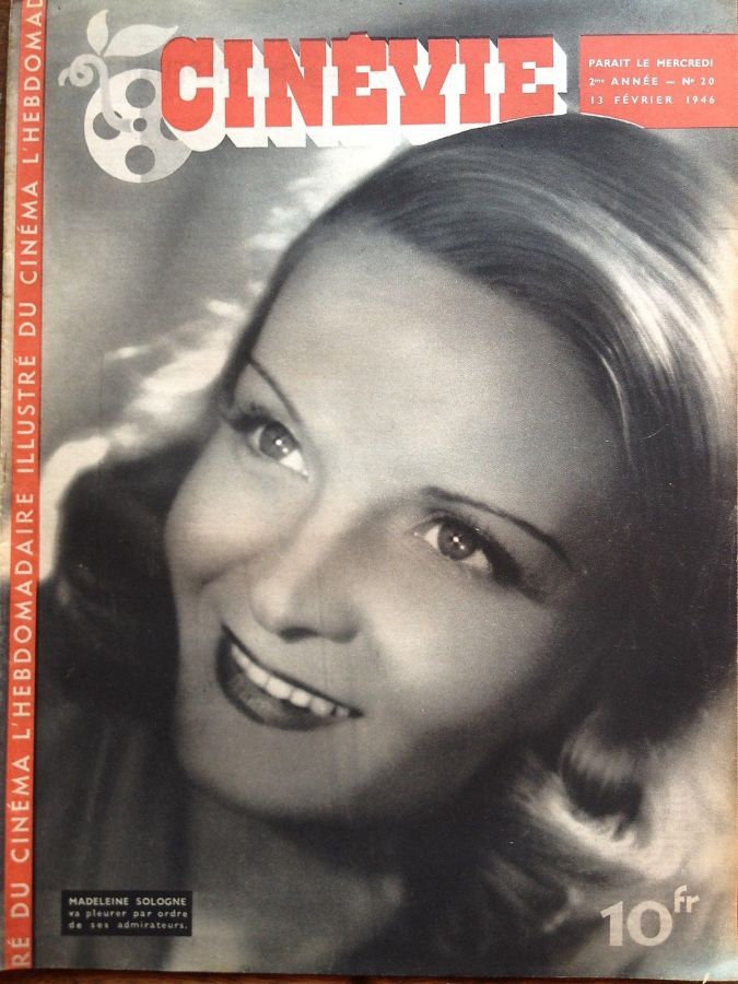 CINEVIE magazine side cover Issue 20 13 February 1946