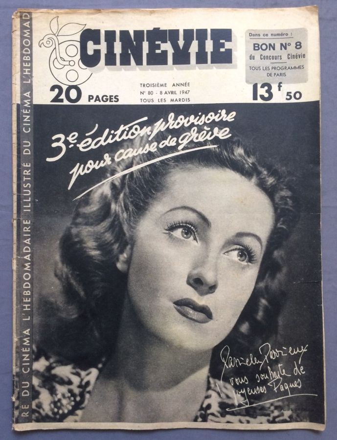 CINEVIE magazine side cover Issue 80 8 April 1947