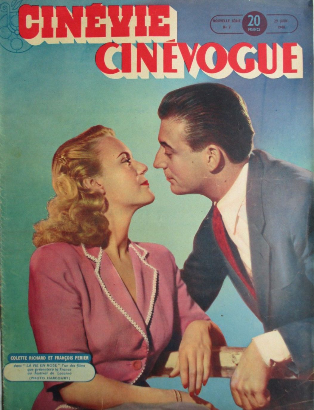CINEVIE CINEVOGUE magazine side cover Issue 7 29 June 1948