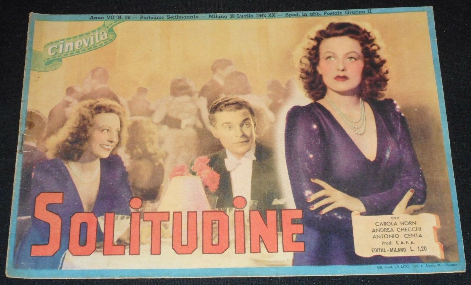 CINEVITA magazine side cover Issue 26 30 July 1942