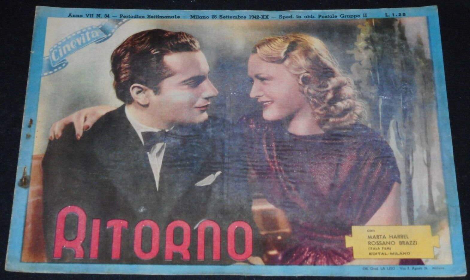 CINEVITA magazine side cover Issue 34 26 September 1942