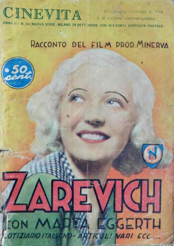 CINEVITA magazine side cover Issue 34 28 September 1936