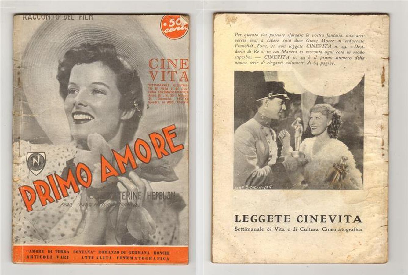 CINEVITA magazine side cover Issue 50   1937