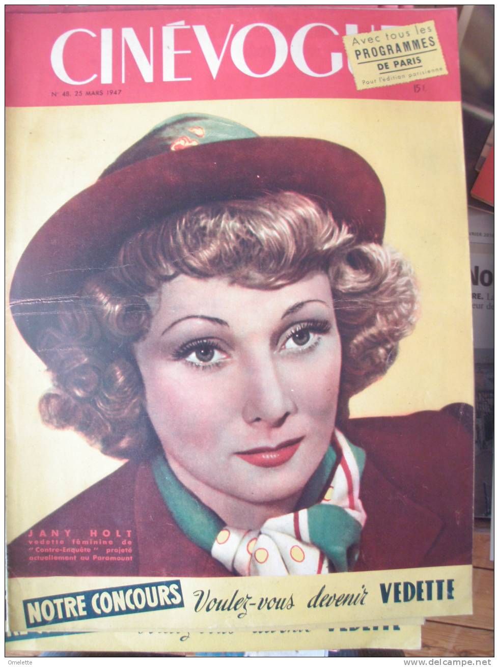 CINEVOGUE magazine side cover Issue 48 25 March 1947