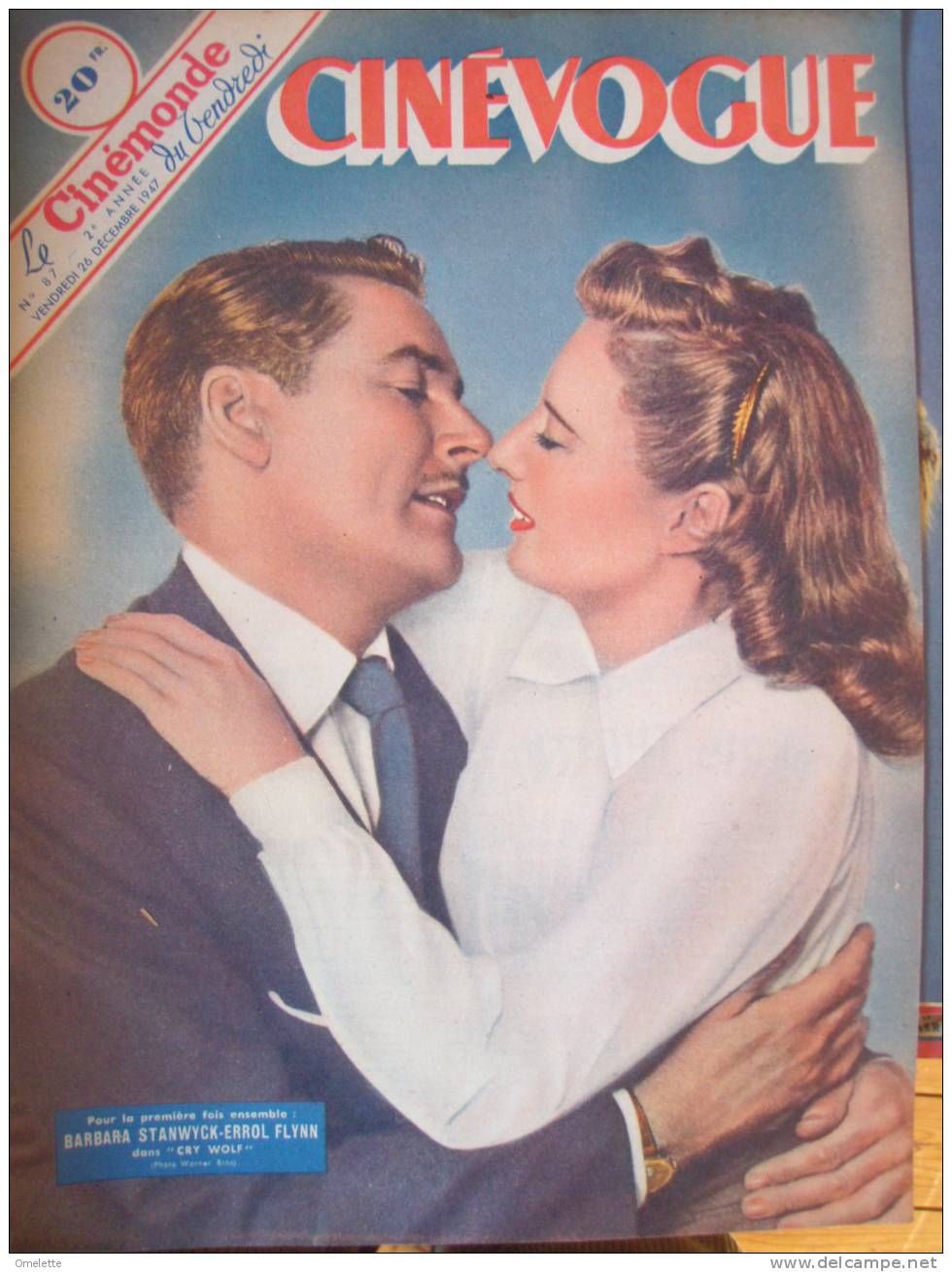 CINEVOGUE magazine side cover Issue 87 26 December 1947