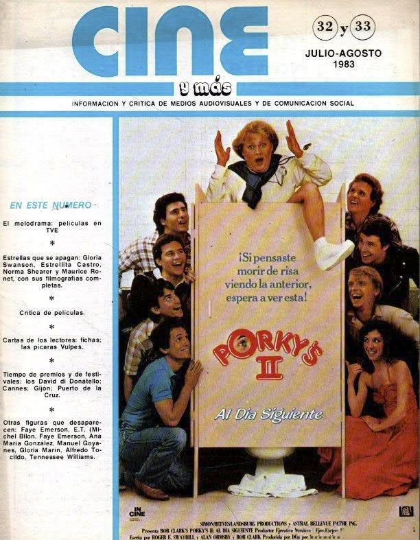 CINE Y MAS magazine side cover Issue 32-33  July/August 1983