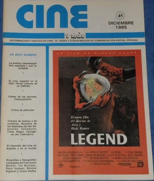 CINE Y MAS magazine side cover Issue 45  December 1985