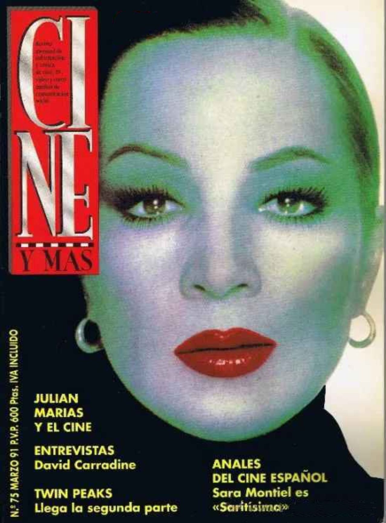 CINE Y MAS magazine side cover Issue 75  March 1991