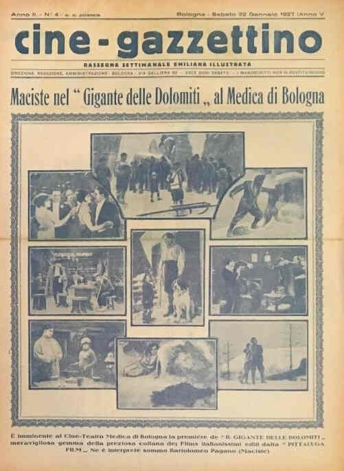 CINE-GAZZETTINO magazine side cover 22 January 1927
