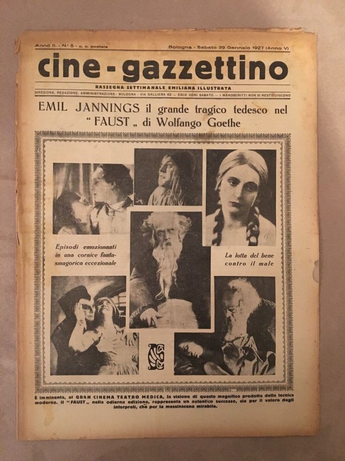 CINE-GAZZETTINO magazine side cover 29 January 1927