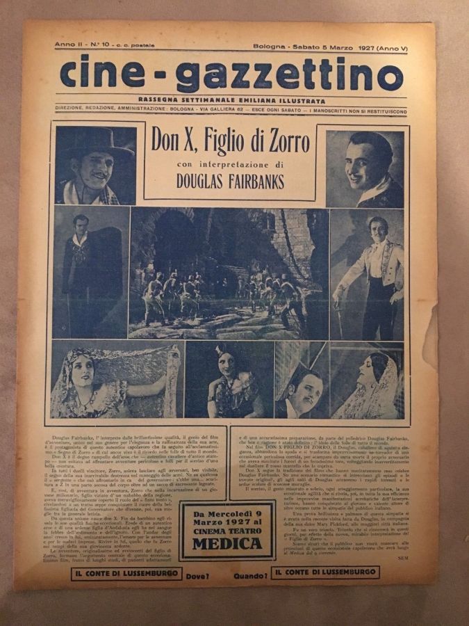CINE-GAZZETTINO magazine side cover 5 March 1927