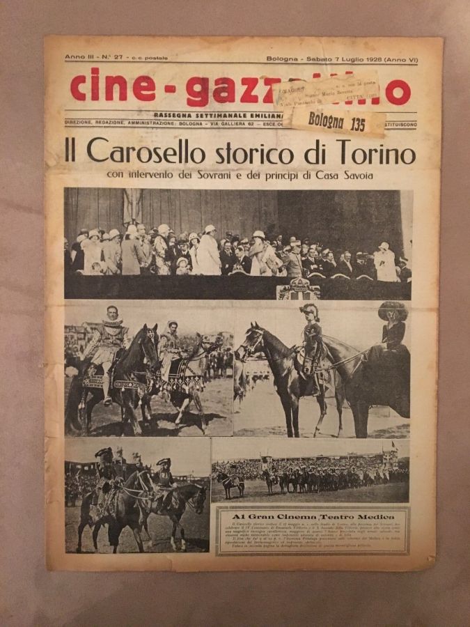 CINE-GAZZETTINO magazine side cover 7 July 1928
