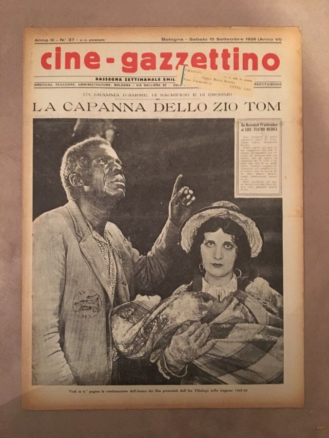 CINE-GAZZETTINO magazine side cover 15 September 1928