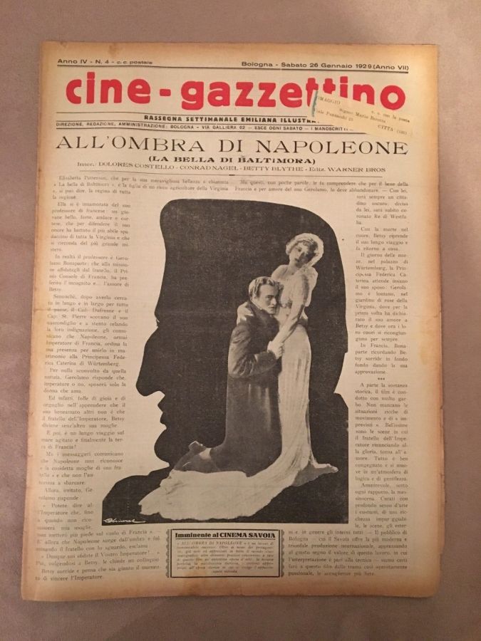 CINE-GAZZETTINO magazine side cover 26 January 1929