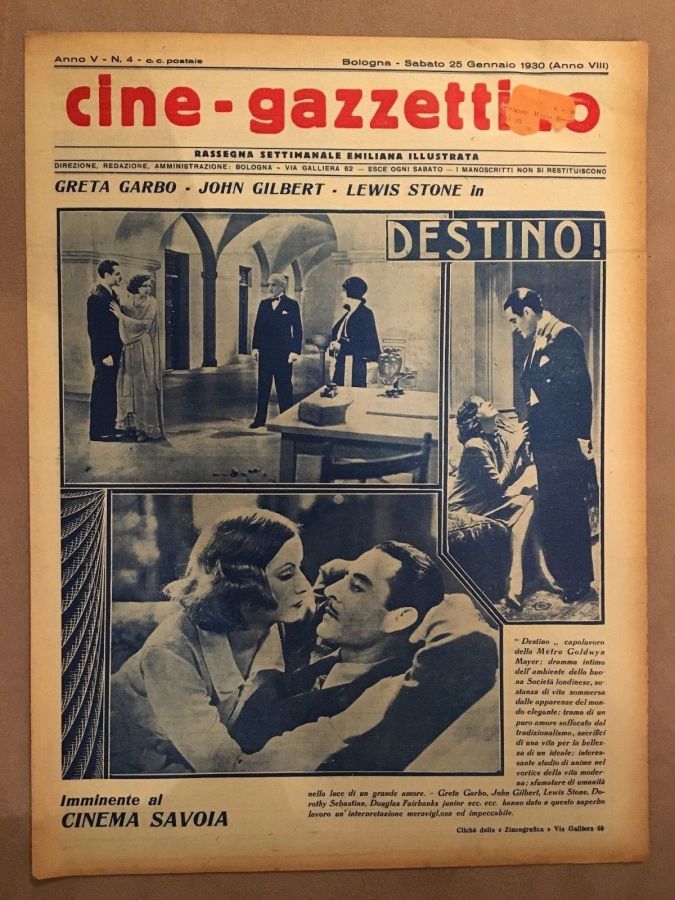 CINE-GAZZETTINO magazine side cover 25 January 1930