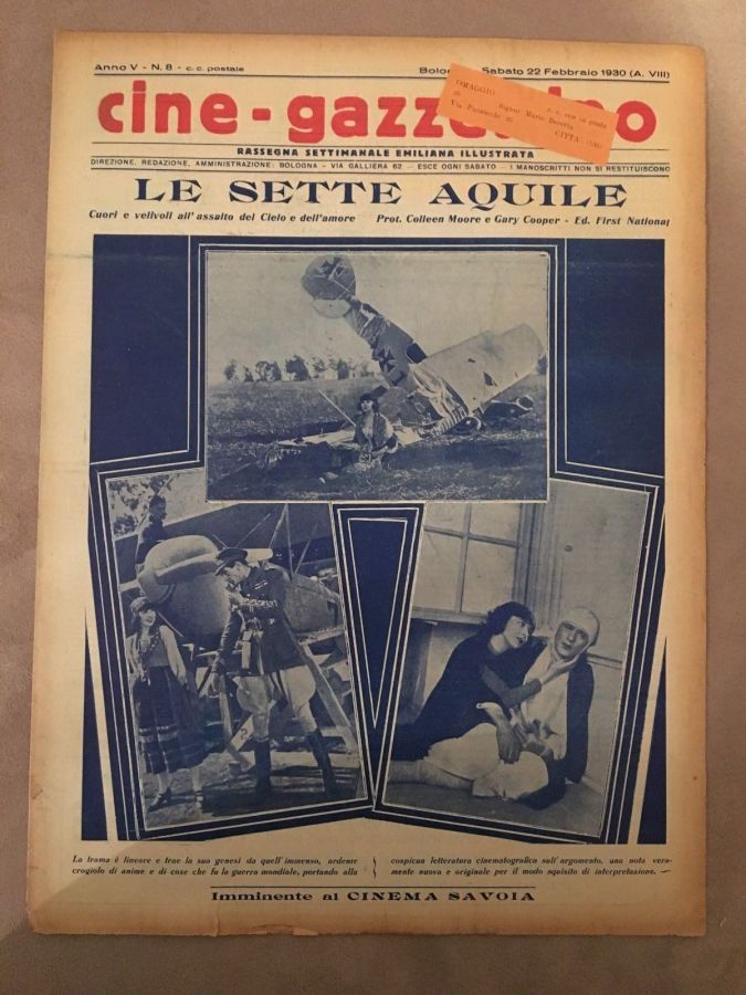 CINE-GAZZETTINO magazine side cover 22 February 1930