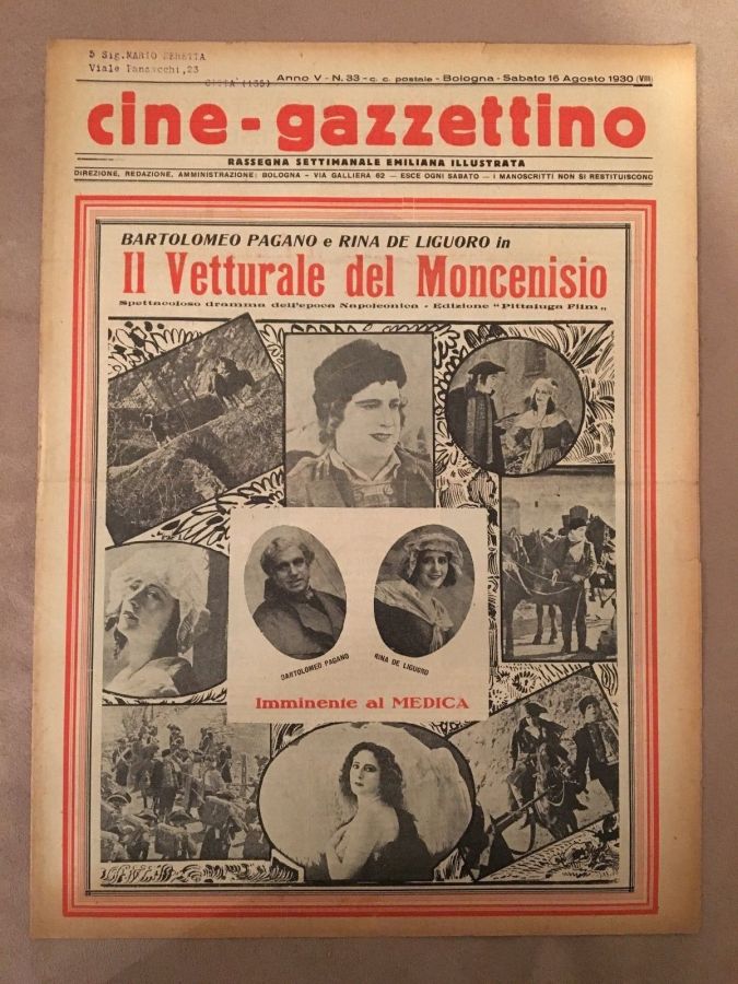 CINE-GAZZETTINO magazine side cover 16 August 1930