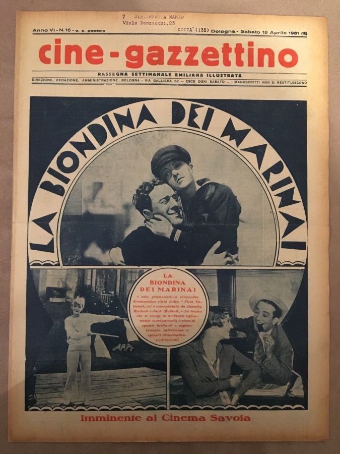 CINE-GAZZETTINO magazine side cover 18 April 1931