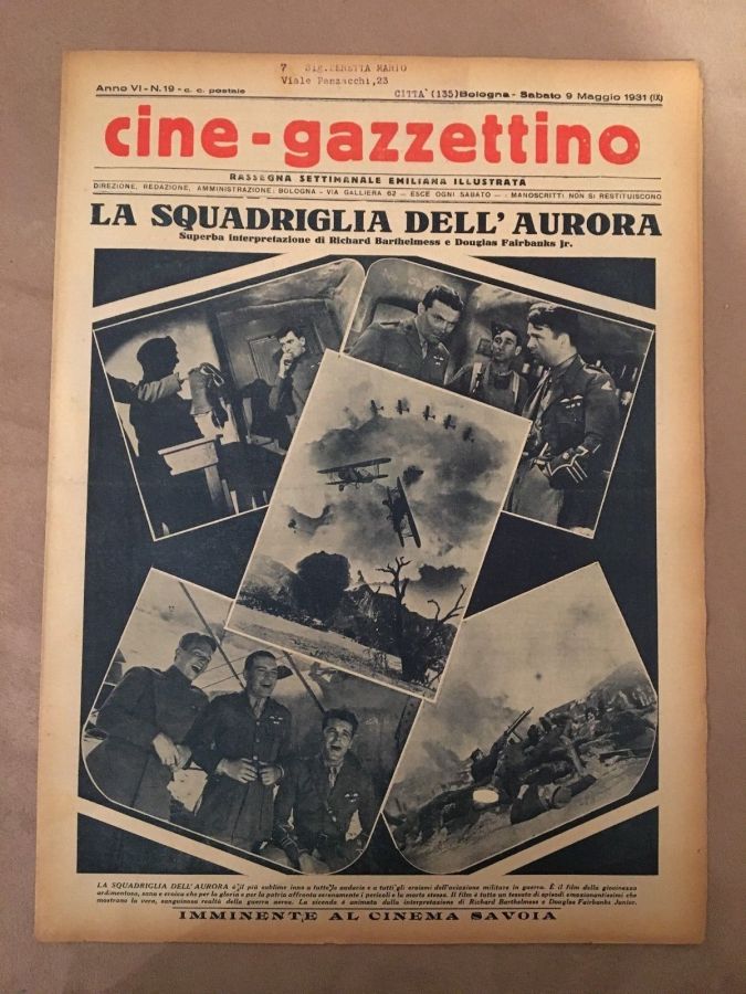 CINE-GAZZETTINO magazine side cover 9 May 1931