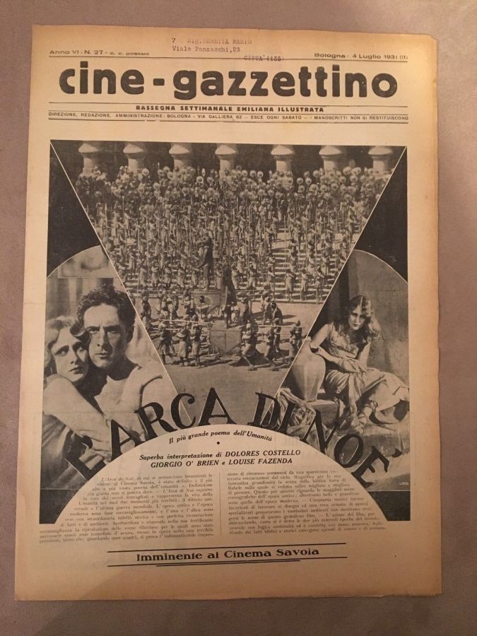 CINE-GAZZETTINO magazine side cover 4 July 1931